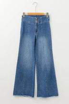 Women's Solid-Color Fashionable Casual Slimming Flared Denim Trousers