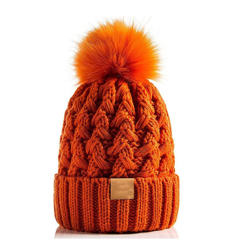 Snow Cap Knitted Hat Unisex Rolled Brim