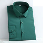 Men's Solid Color Square Collar Long-sleeved Shirt