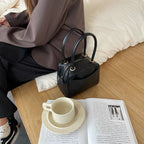 Fashionable And Simple Litchi Pattern Box-shaped Handbag