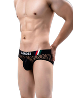 3 Pack Men's Low-Rise Lace Sexy Mesh Briefs And Thongs
