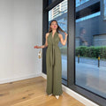 Neck-strap Lace-up Sleeveless Waist-cinching Top Sexy Jumpsuit
