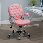 Vinsetto Office Chair Ergonomic 360\'c2\'b0 Swivel PU Diamante Padded Base 5 Castor Wheels for Home Work Pink