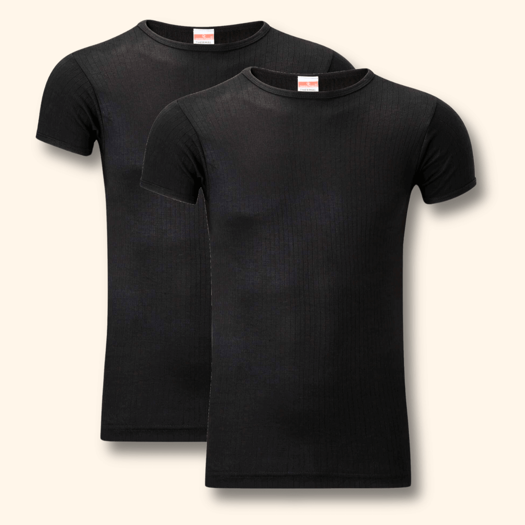 Heatwave Thermalwear 2 Pack Mens Thermal T Shirt Baselayer Brushed Yarn Insulated For Running Hiking White Black Grey Navy Small To XXL