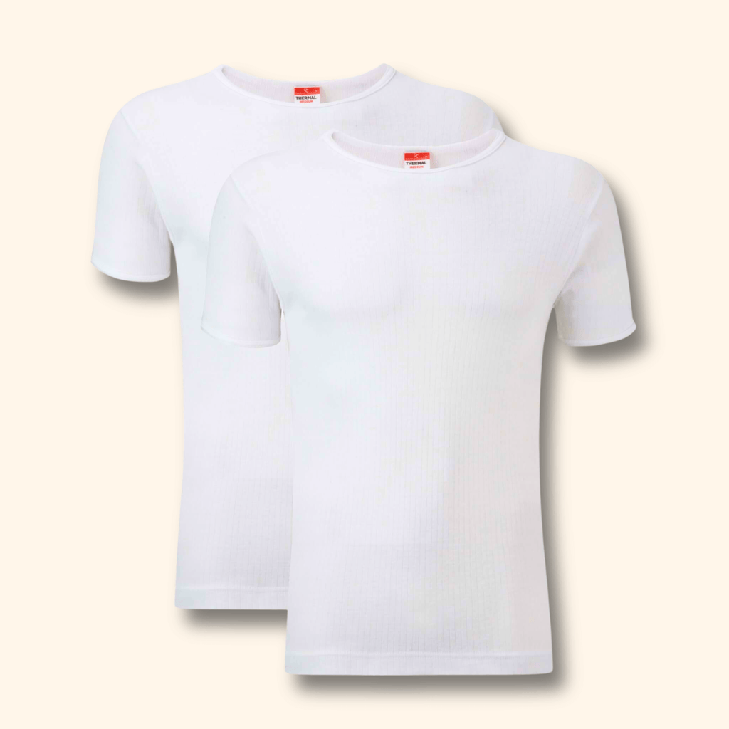 Heatwave Thermalwear 2 Pack Mens Thermal T Shirt Baselayer Brushed Yarn Insulated For Running Hiking White Black Grey Navy Small To XXL