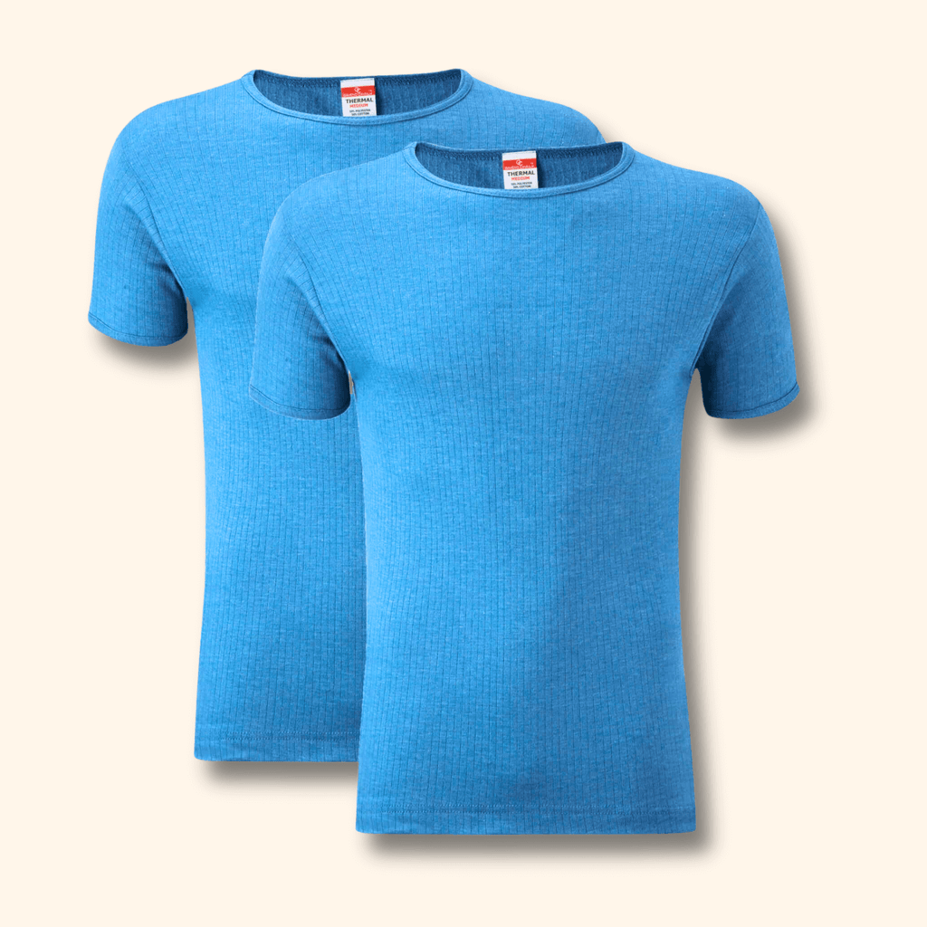 Heatwave Thermalwear 2 Pack Mens Thermal T Shirt Baselayer Brushed Yarn Insulated For Running Hiking White Black Grey Navy Small To XXL