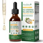 2 Pack Organic Vitamin D3 K2 Liquid with Vegan Omega-3 & Coconut MCT Oil | 10000 IU