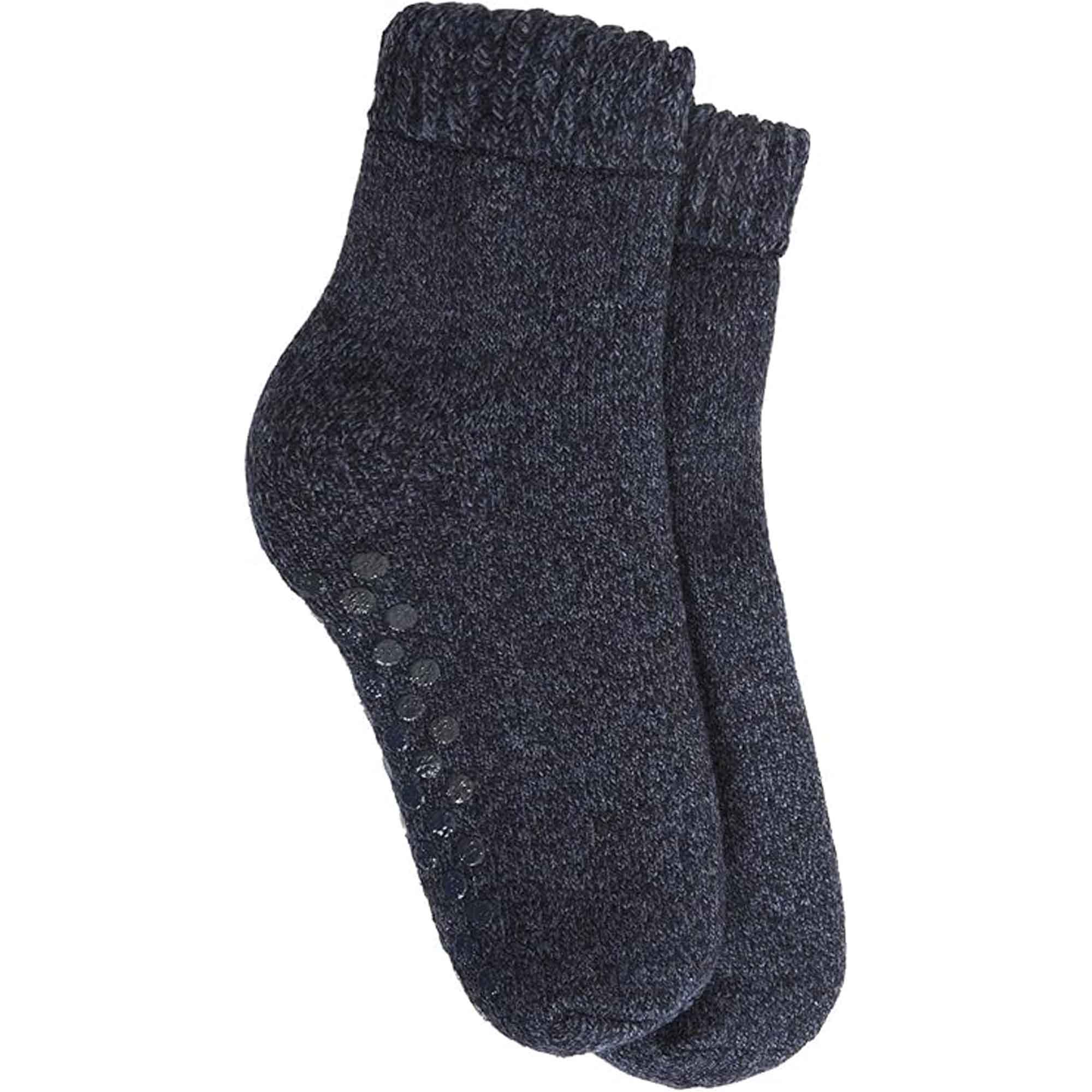 Sock Stack Mens Merino Wool Slipper Socks With Non Slip Grips Tall Fleece Lined 2 Pairs