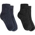 Sock Stack Mens Merino Wool Slipper Socks With Non Slip Grips Tall Fleece Lined 2 Pairs