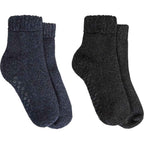 Sock Stack Mens Merino Wool Slipper Socks With Non Slip Grips Tall Fleece Lined 2 Pairs