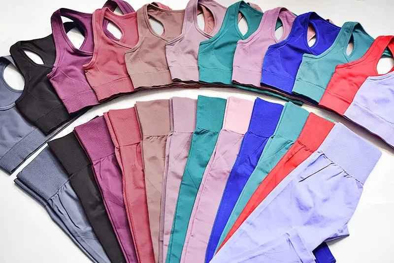 Gym Clothes Set for Women - 2-Piece Push-Up Yoga Bra & High Waist Leggings in 12 Colors