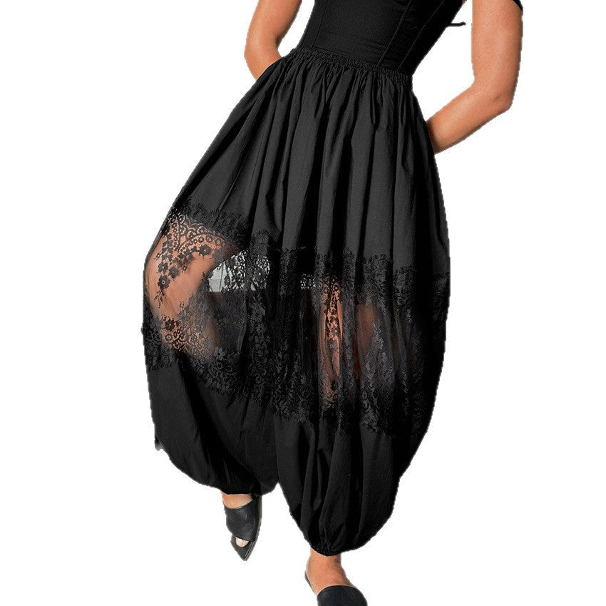 Women's Loose-Fit Lace-Panel Jogger Pants