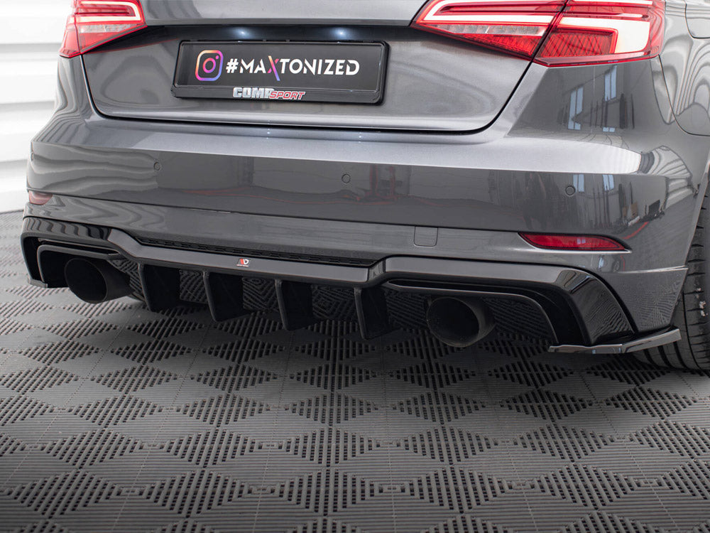 Maxton Design - REAR VALANCE AUDI A3 S-LINE SPORTBACK 8V FACELIFT (VERSION WITH SINGLE EXHAUSTS ON BOTH SIDES)