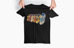 Black Multi Retro Sneaker Graphic T-Shirt - Vintage Trainer Collection Streetwear Tee