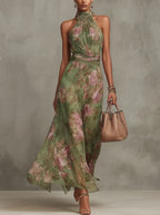 Resort-style Waist-cinching Figure-flattering Dress