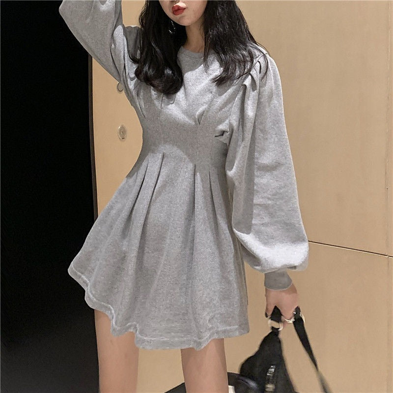 New Autumn Dress, Long-Sleeved Mid-Length A-Line Skirt, Thin And Waist