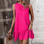 Polka Dot Ruffled Sleeveless Dress