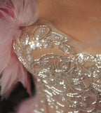 High-end Socialite Long Dress Sheer Mesh Fabric With Openwork Strapless Gown