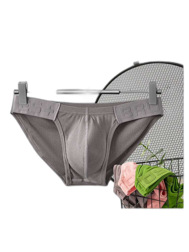 2 Pack Men's Solid Color Low Rise Sweat-Absorbent Large U-Shaped Small Pocket Briefs