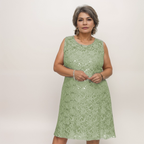 Sequin & Lace Sleeveless Shift Party / Evening Dress