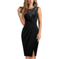 Sequin Stitching Slim Fit Slit Party Dress Women's Clothing
