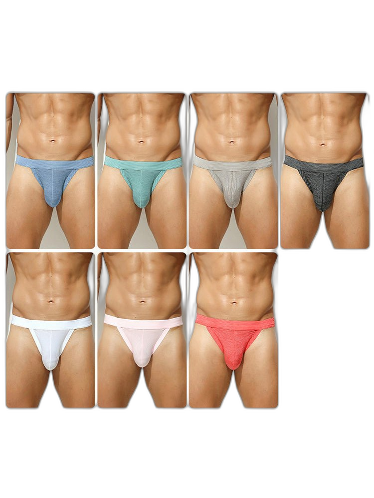 3 Pack Men's Breathable Mesh Odor-Resistant Solid Color Sexy Briefs