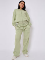 Oversized Bomber Style Fleece Zipper Co-ord