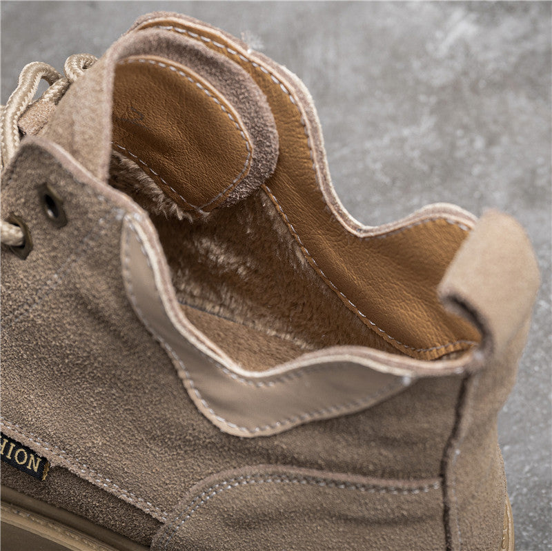 V-shaped meat powder leather boots