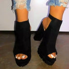 Fashion Leopard Fish Mouth Super High Heel Sandals