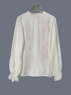 Women's Street-Style Fashion Long-Sleeve Printed Patchwork Blouse