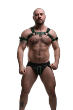 ruff GEAR Leather Bulldog Reflector Harness Black Neon Green