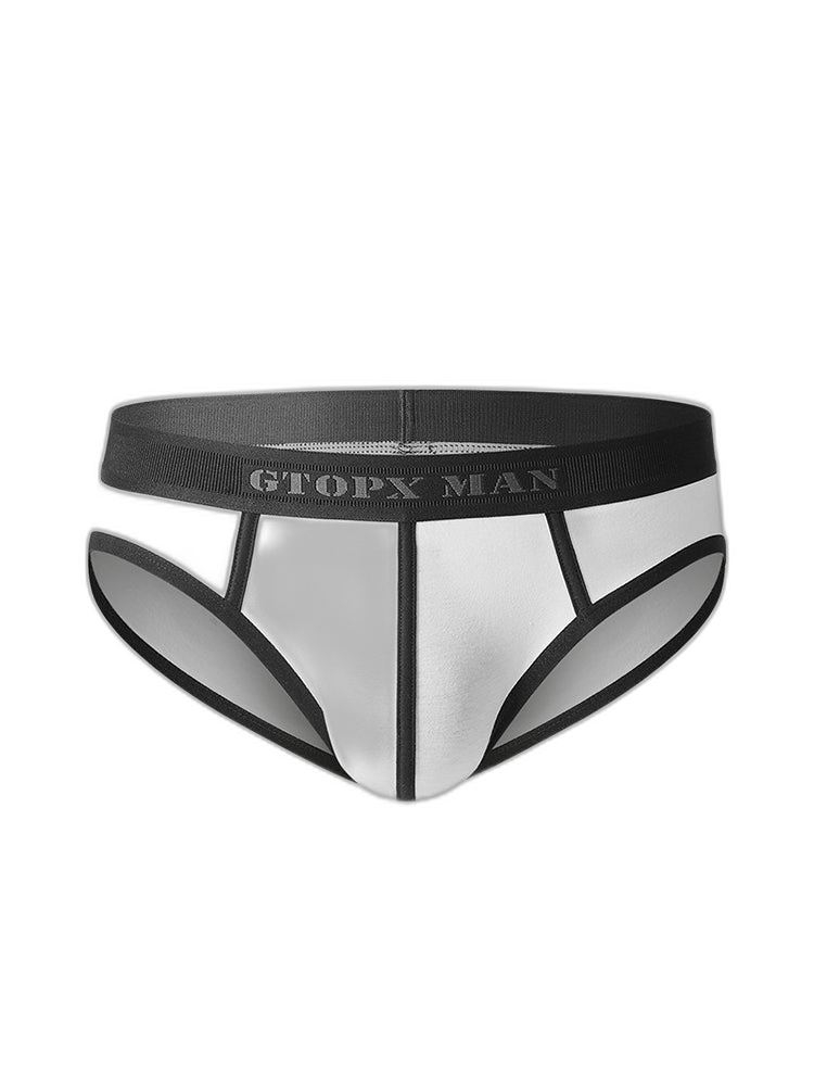 Men’s Spliced Lines U Convex Pouch Cotton Briefs