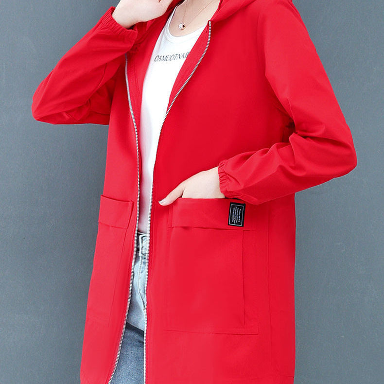Women's Fashion Mid-Length Plus-Size Hooded Jacket