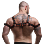 ruff GEAR Leather Bulldog Reflector Harness Black Neon Orange