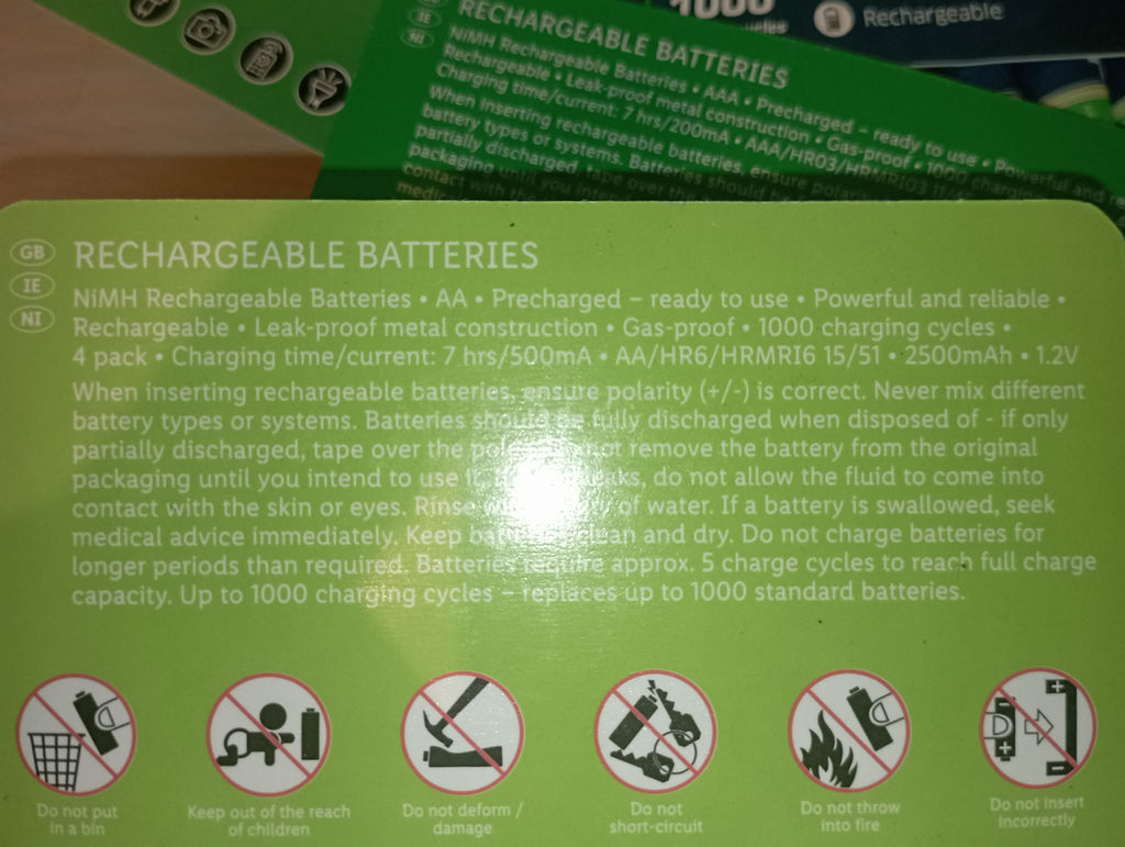 TRONIC AAA BATTERIES RECHARGEABLE 1000Mah (4 PACKS - 16 BATTERIES)