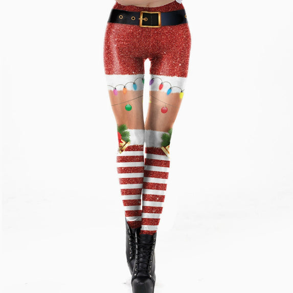 Sexy Slim-fit Straight-leg Tight Leggings For Women Featuring 3D Printed Character Designs