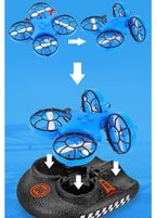 RC Boat Water Land And Air Four-Axis  Hovercraft Three-in-one Multi-function Toy One-button Tumbling Mini Drone