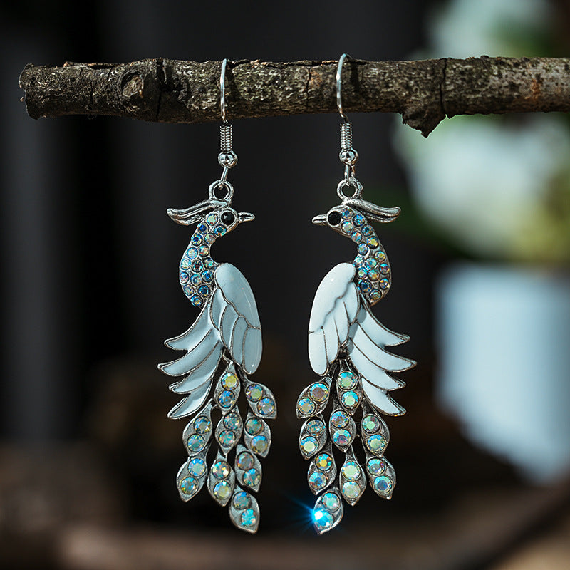 Peacock Boho Drop Earrings | Alloy Bird Ethnic Style Jewellery