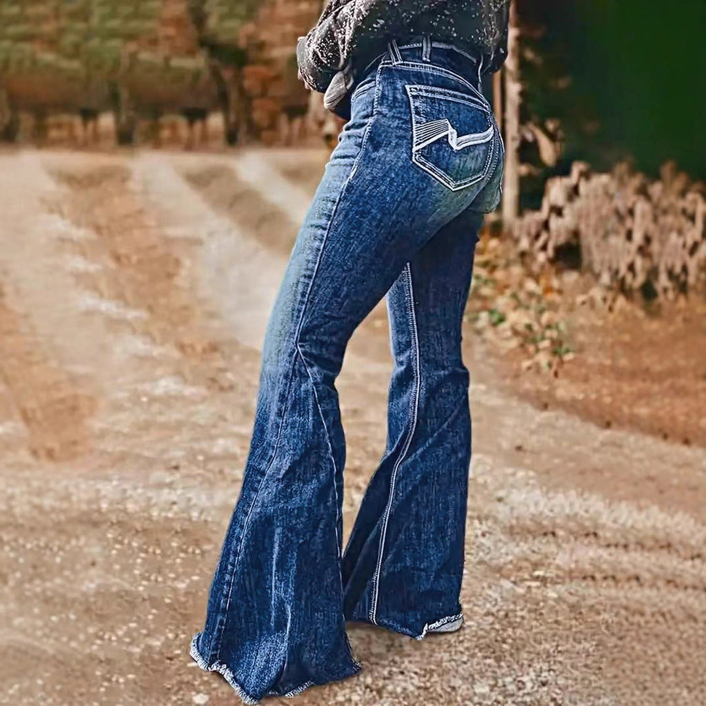 Ladies' Elastic Lifting Buttocks Slimming And Waist Cinching Jeans
