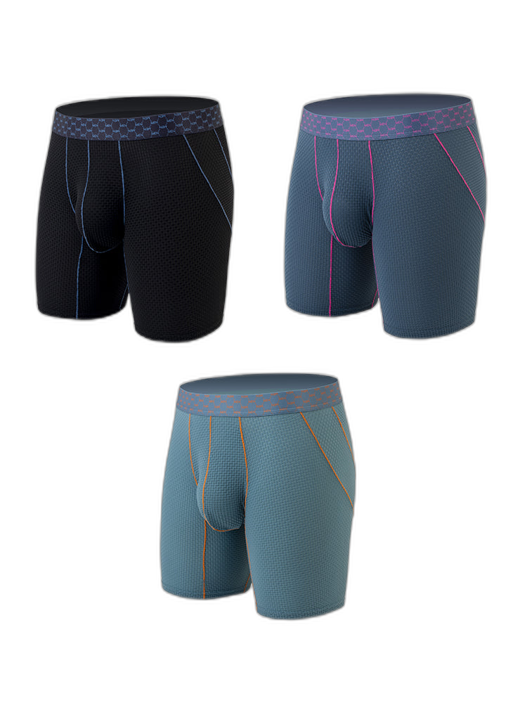 3 Pack Men's Anti-chafing Waffle Boxer Briefs
