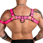 ruff GEAR Bold Leather Bulldog Harness Neon Pink
