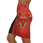 Half Black Half Hónghǎi - Womens Pencil Skirt