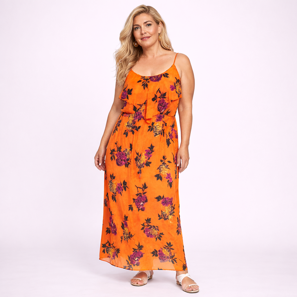 Strappy Peony Print Maxi Dress