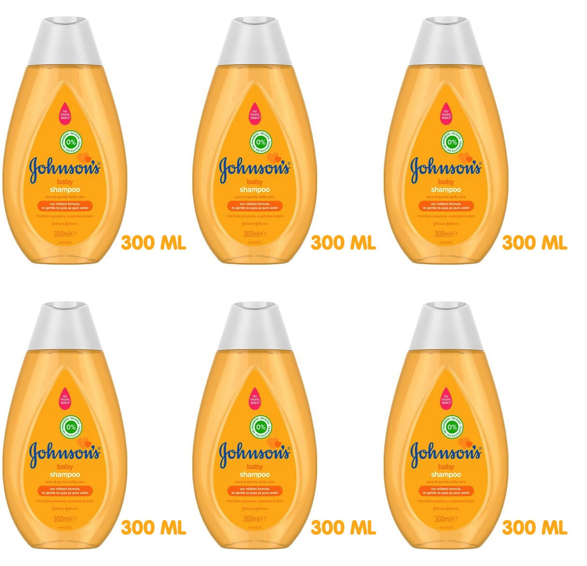 6 x Johnson's Baby Shampoo Ohne Farbstoffe Sulfate & Seife 300 ml