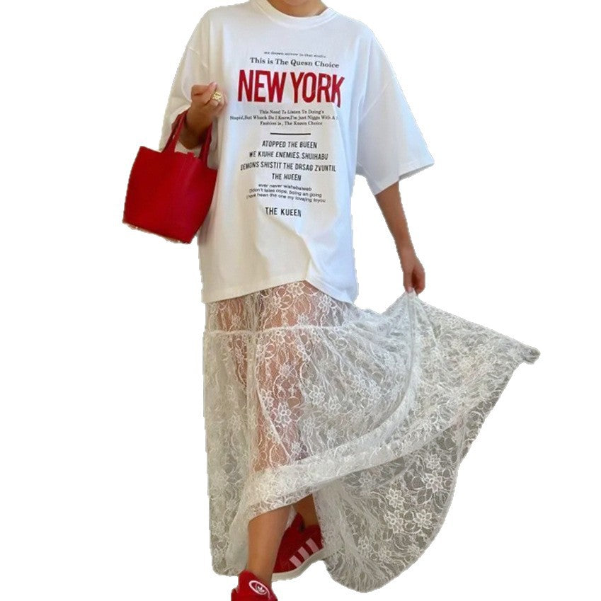 Jacquard Sheer High-Waist Lace Sexy Skirt