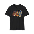 Black Multi Retro Sneaker Graphic T-Shirt - Vintage Trainer Collection Streetwear Tee