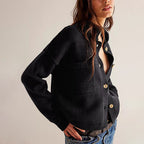 Knitted Coat Stand Collar Solid Color Cardigan Sweaters Women's Clothing