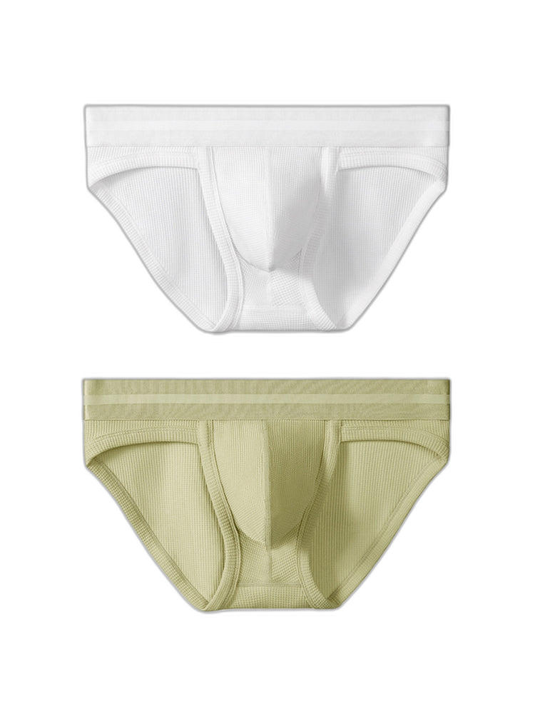 2 Pack Men's Waffle-Knit Cotton Separable Scrotum Support Briefs