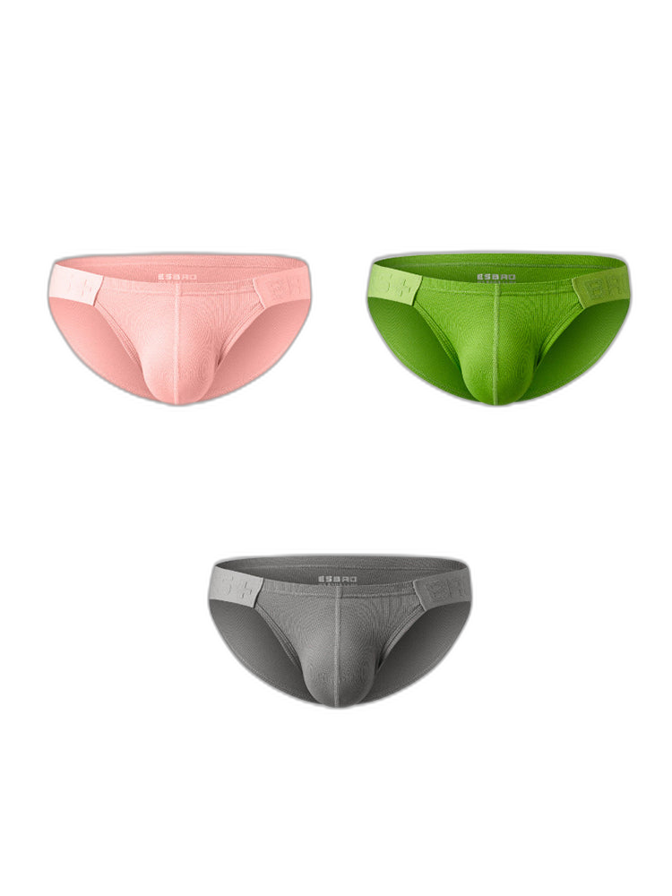 2 Pack Men's Solid Color Low Rise Sweat-Absorbent Large U-Shaped Small Pocket Briefs