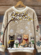 Women's Christmas Crew-neck Patterned Top